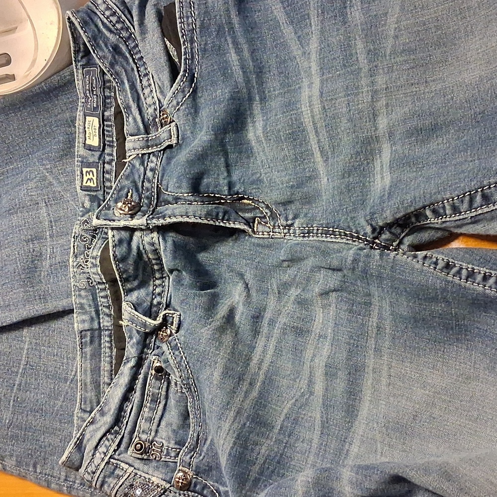 Miss Me Blue Boot Cut Jeans with Silver Accents - Picture 9 of 14